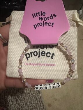 little words project "Worthy" Pink Beaded Message Bracelet